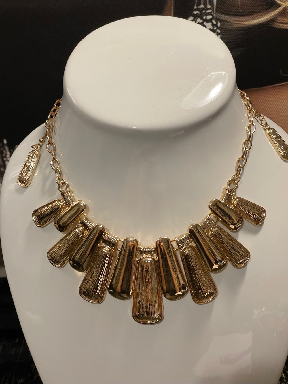 Gold Statement Bib Necklace & Earring Set